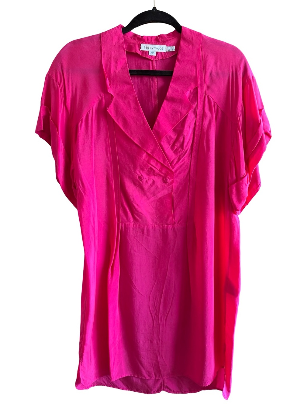 See by Chloé Hot Pink V-Neck Women's Dress Size 4